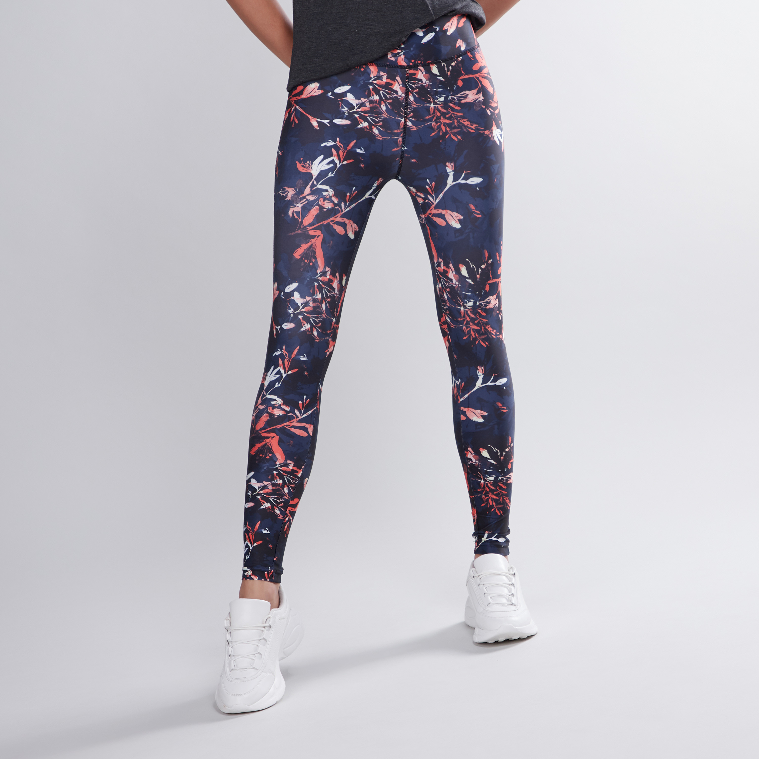 Shop Slim Fit Printed Leggings with Elasticised Waistband Online