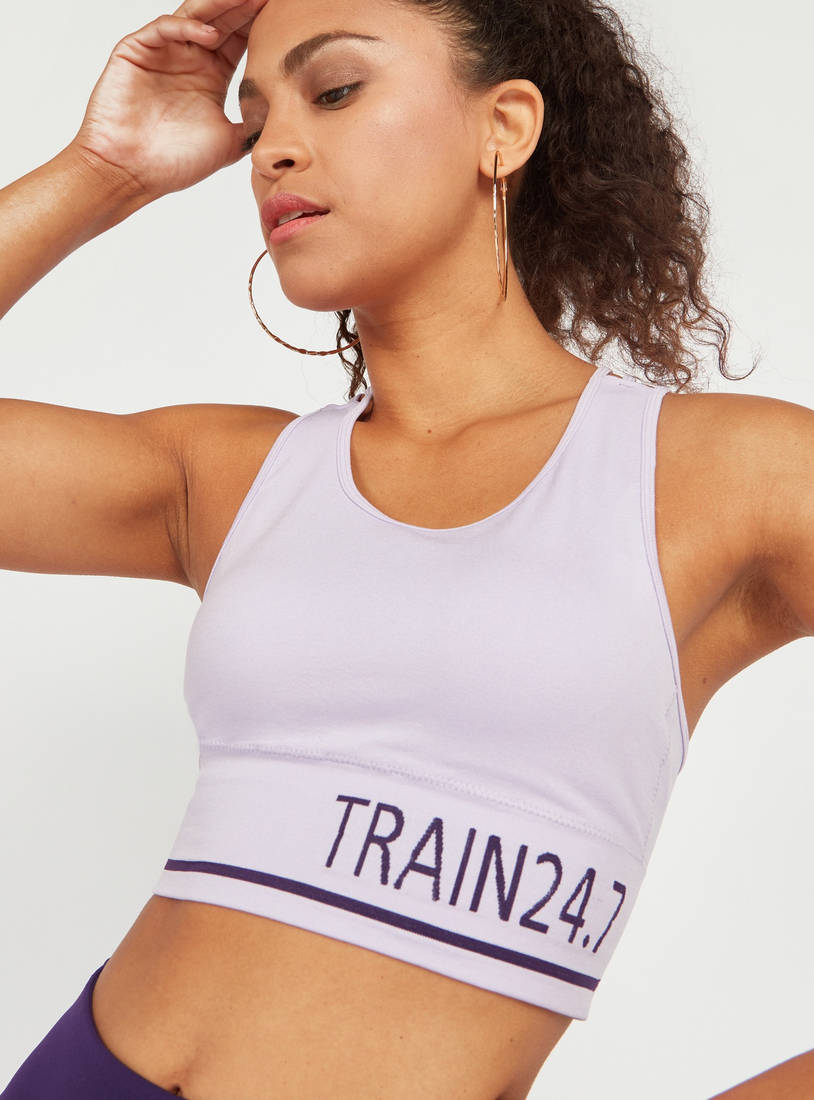 Shop Seamless Sports Bra with Scoop Neck and Multi-Straps Online