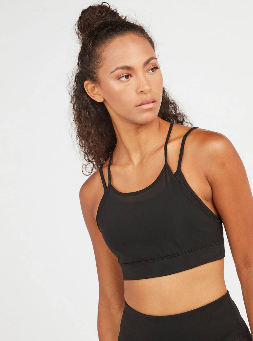 Shop Solid Double Layer Seamless Sports Bra with Racerback Online