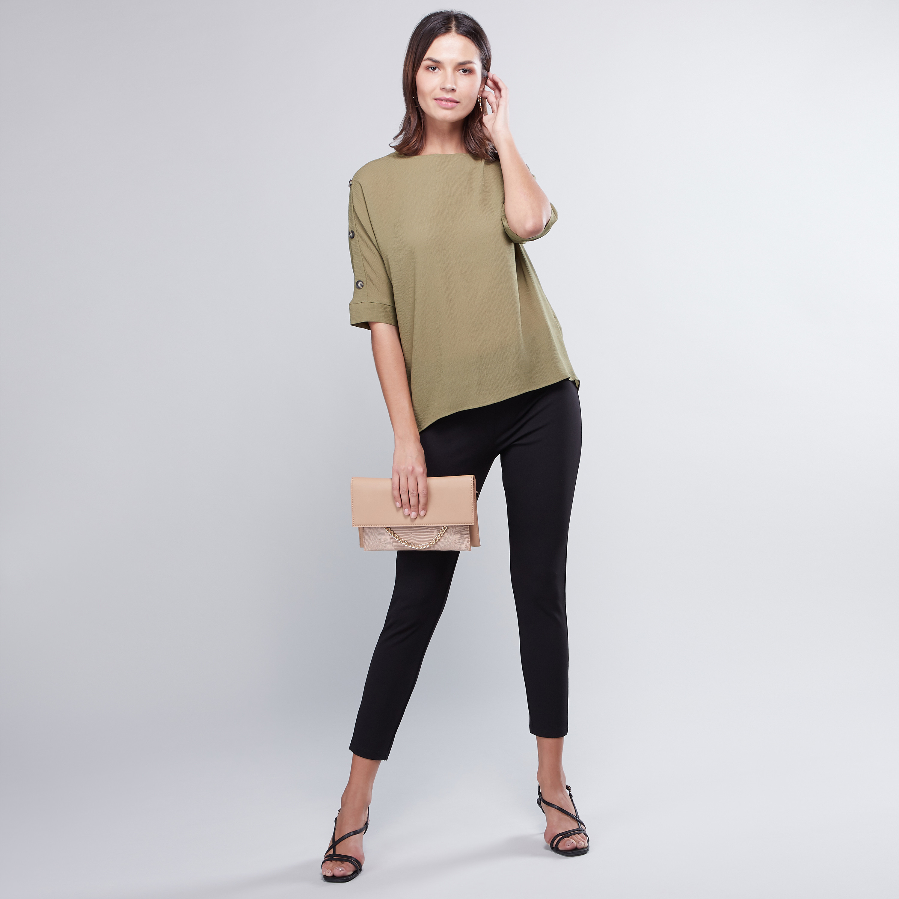 Khaki cropped leggings best sale