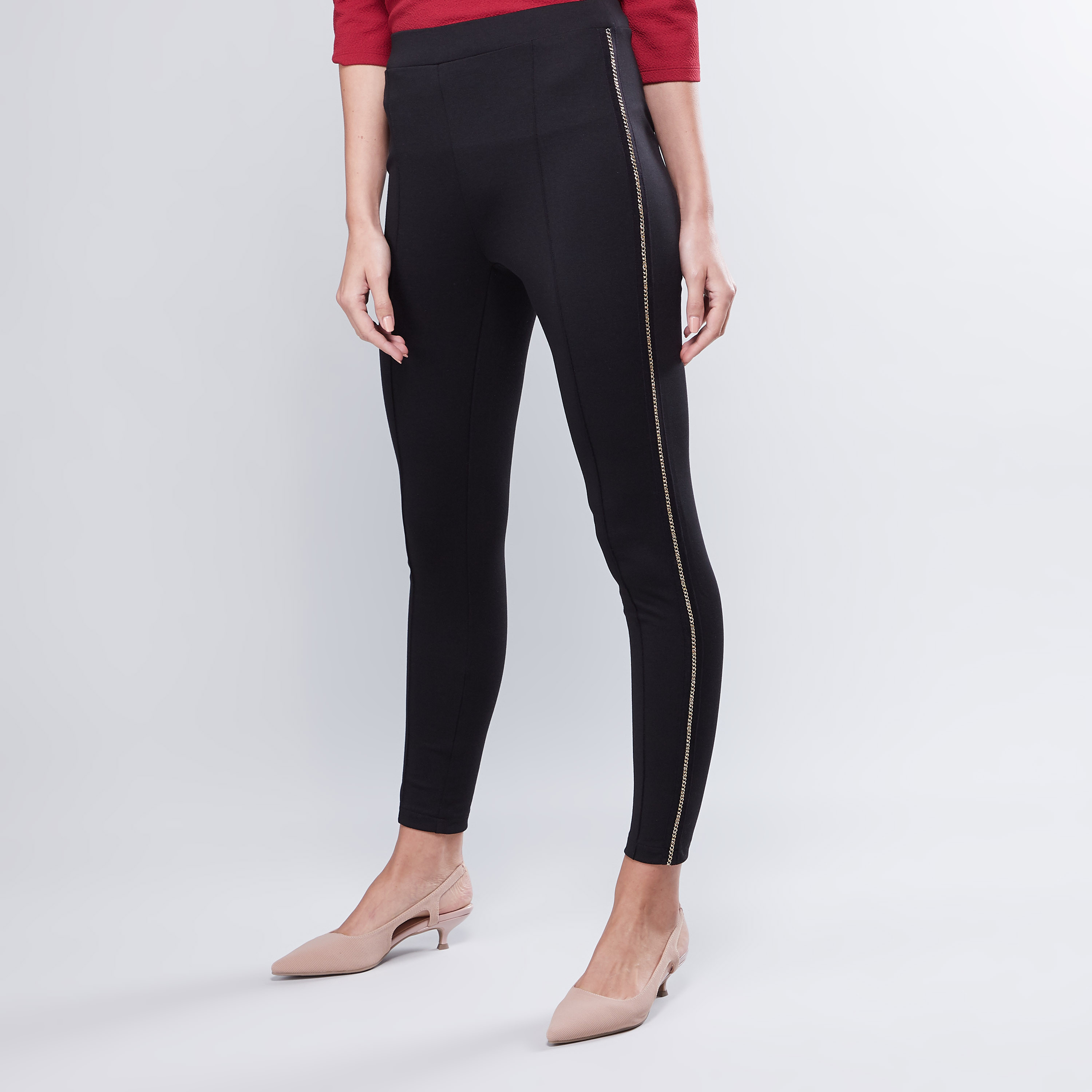 Zara Trafaluc Collection Pants Small Black Leggings Track Stripes Zip Front  S | Black leggings, Leggings are not pants, High waisted black leggings