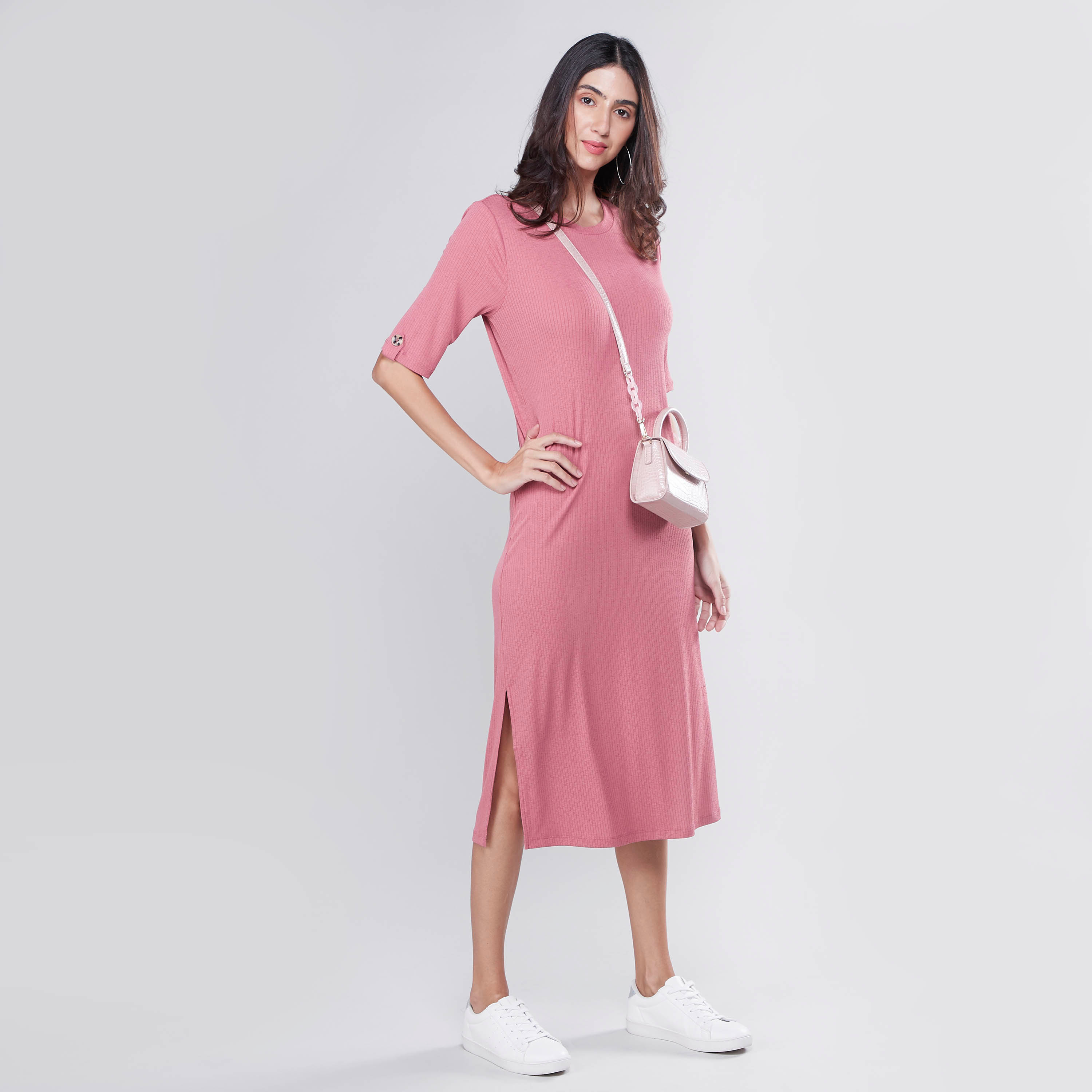 Ribbed best sale shift dress