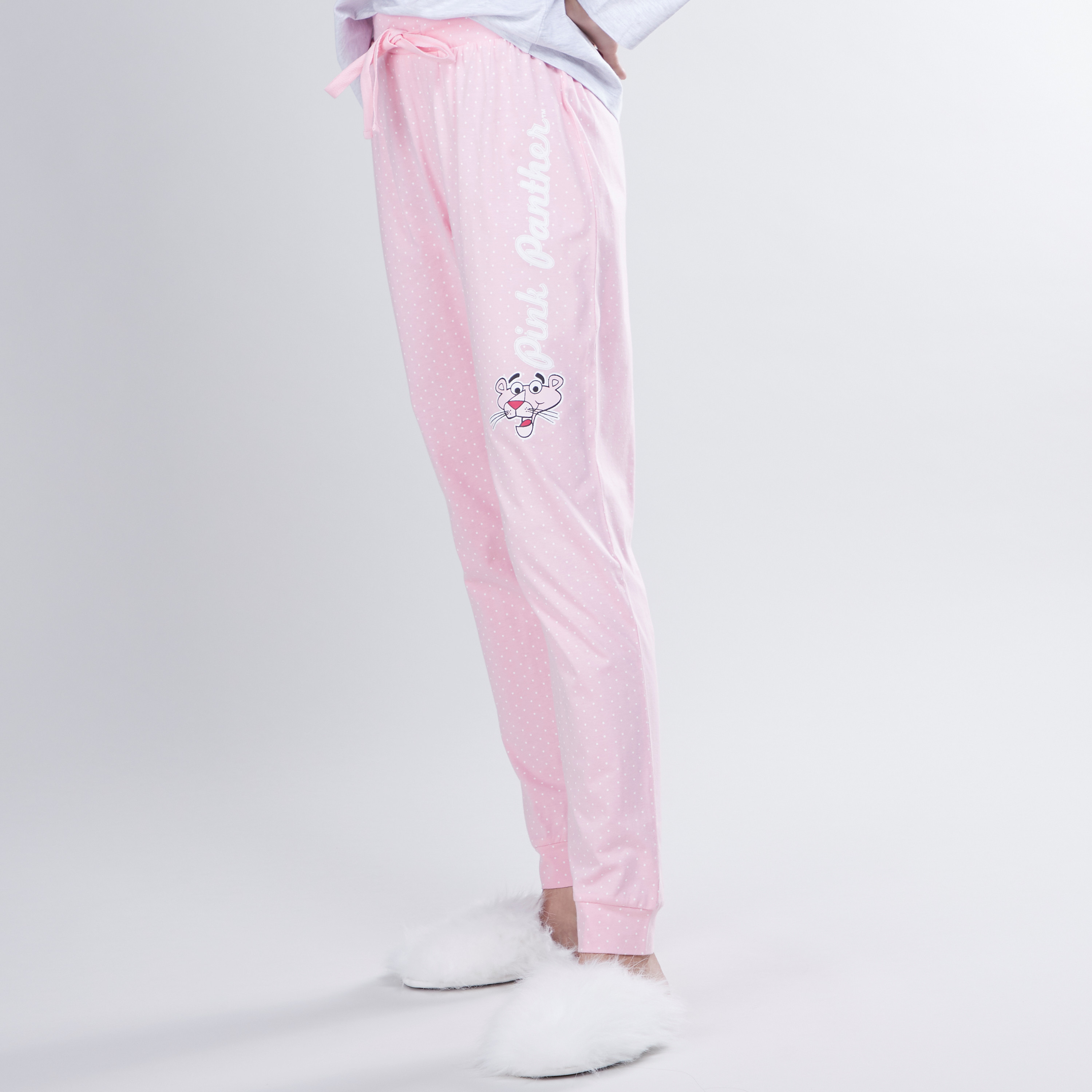 Shop Pink Panther Printed T shirt and Full Length Jog Pants Set