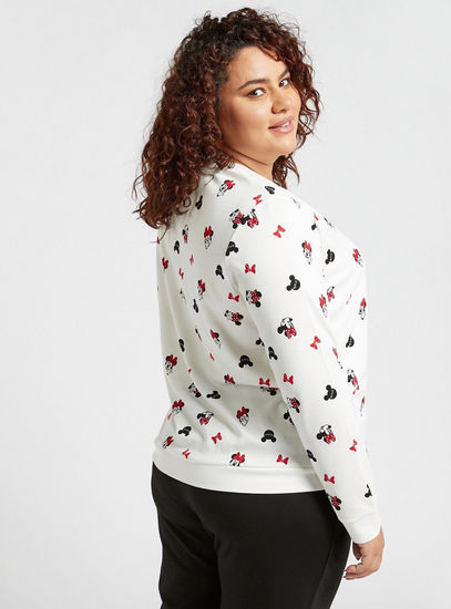 Minnie Mouse Print Round Neck Sweatshirt with Long Sleeves