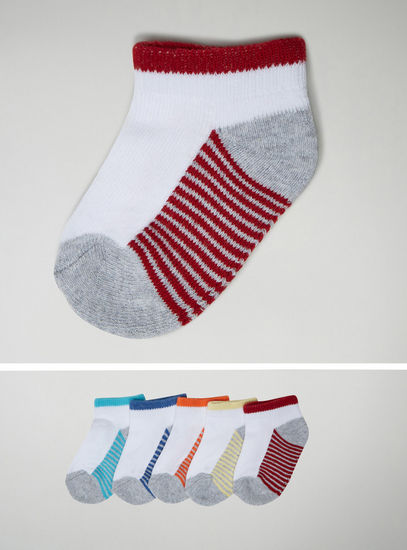Set of 5 - Striped No Show Slip-On Socks