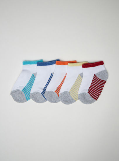 Set of 5 - Striped No Show Slip-On Socks