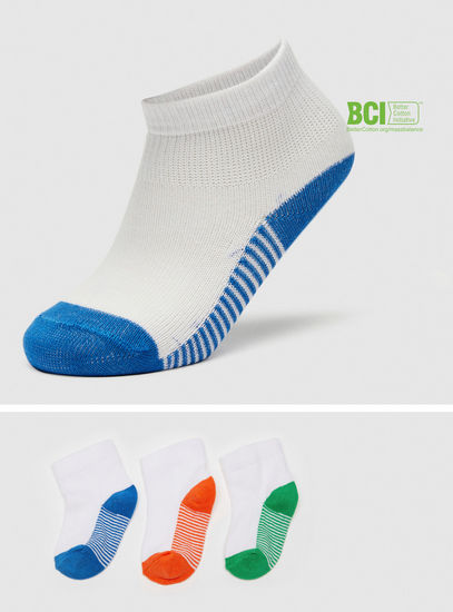 Set of 3 - Striped BCI Cotton Ankle Length Socks-Socks-image-0