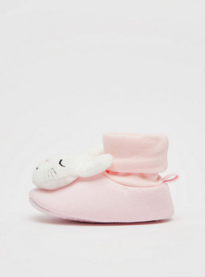 Solid Slip-On Booties with Rabbit Applique Detail