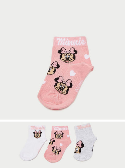 Set of 3 - Minnie Mouse Detail BCI Cotton Ankle Length Socks