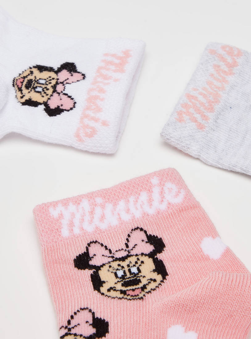 Set of 3 - Minnie Mouse Detail BCI Cotton Ankle Length Socks-Socks & Stockings-image-1
