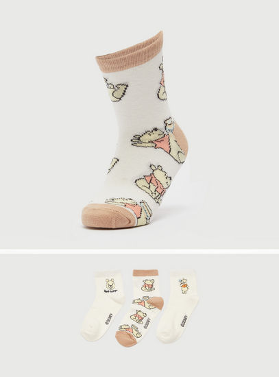 Set of 3 - Winnie the Pooh Print BCI Cotton Ankle Length Socks-Socks-image-0