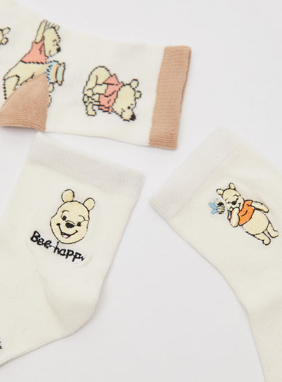 Set of 3 - Winnie the Pooh Print BCI Cotton Ankle Length Socks