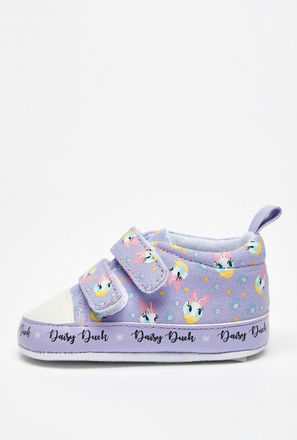 Daisy Duck Print Booties with Hook and Loop Closure-mxkids-babygirlzerototwoyrs-shoes-booties-1
