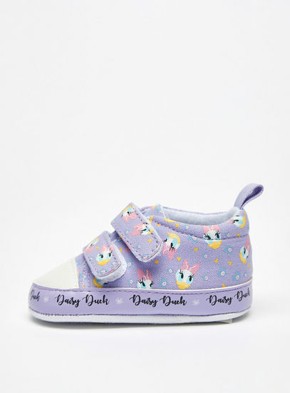 Daisy Duck Print Booties with Hook and Loop Closure-Booties-image-0