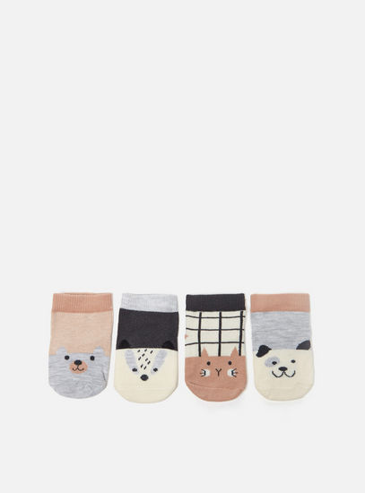 Pack of 4 - Animal Face Print Ankle Length Socks