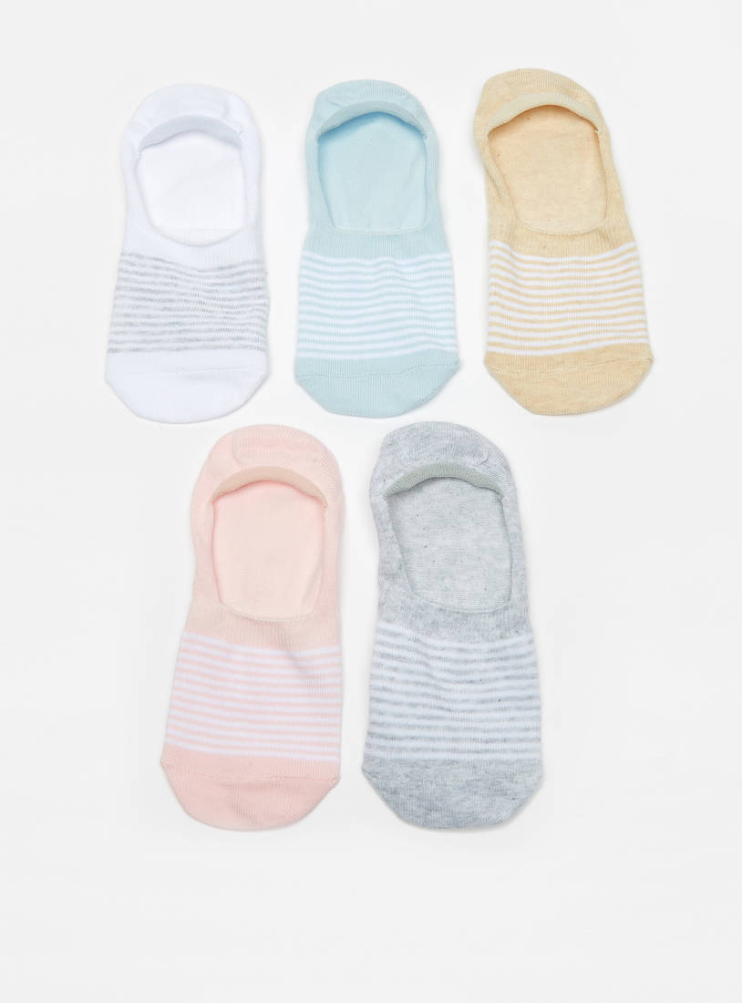 Set of 5 - Striped No Show Socks-Socks & Stockings-image-1