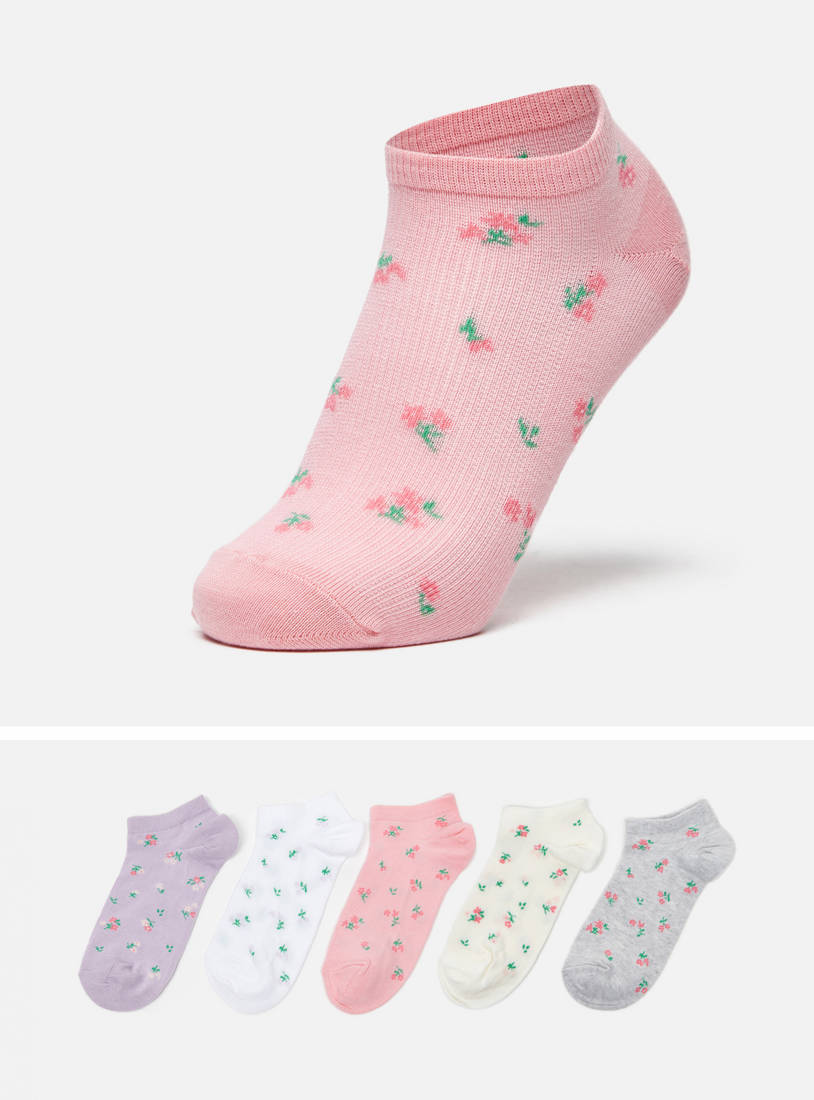Pack of 5 - Floral Ankle Length Socks-Socks & Stockings-image-0
