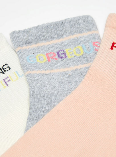 Set of 3 - Typographic Detail Ankle Length Socks-Socks & Stockings-image-1