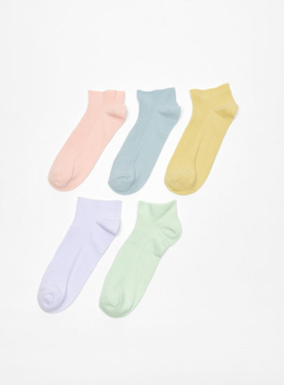 Set of 5 - Textured Ankle Length Socks-Socks & Stockings-image-1