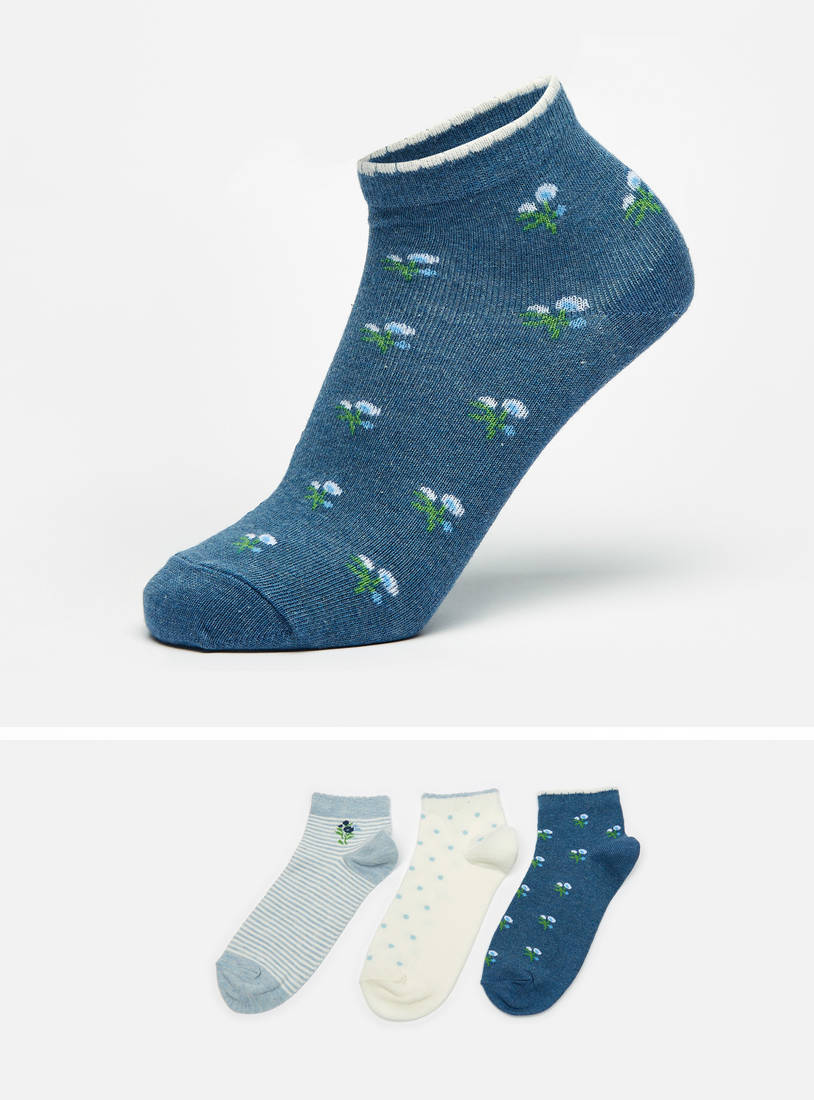 Set of 3 - Printed Ankle Length Socks-Socks & Stockings-image-0