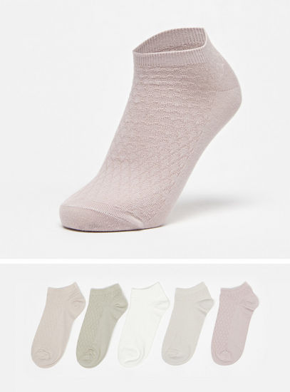 Pack of 5 - Textured Ankle Length Socks-Socks & Stockings-image-0