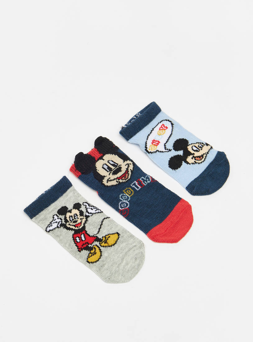 Shop Pack of 3 - Mickey Mouse Detail Ankle Length Socks Online