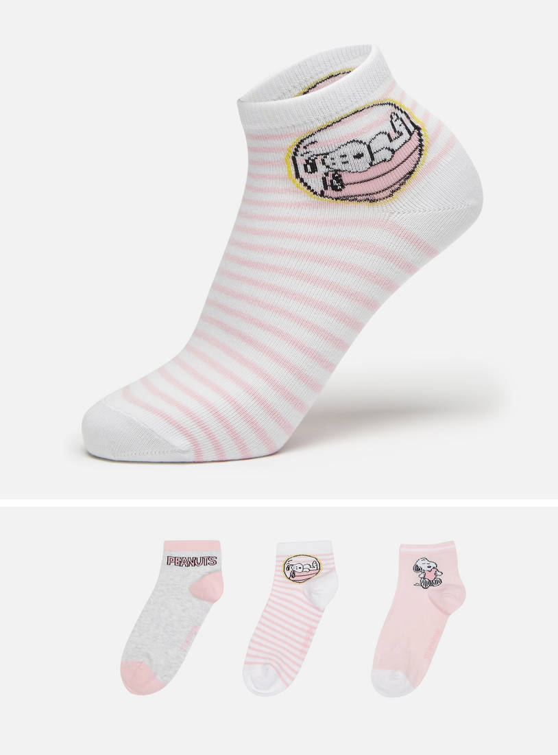 Pack of 3 - Snoopy Print Ankle Length Socks-Socks & Stockings-image-0