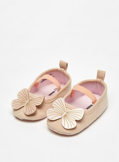 Butterfly Applique Booties with Elasticated Straps-Booties-image-1