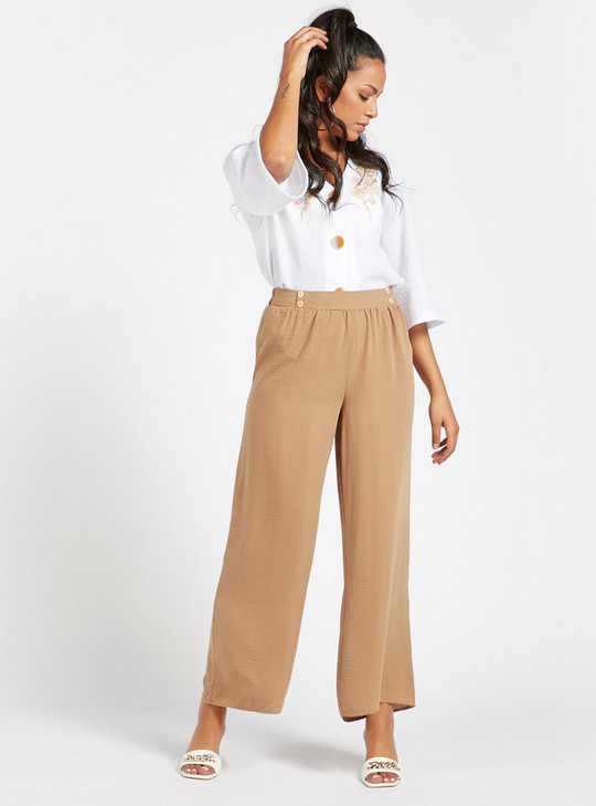 Solid Palazzo Pants with Elasticised Waistband