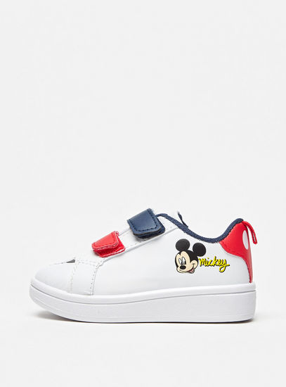 Mickey Mouse Print Sneakers with Hook and Loop Closure