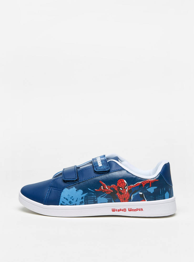 Spider-Man Print Sneakers with Hook and Loop Closure-Casual Shoes-image-0