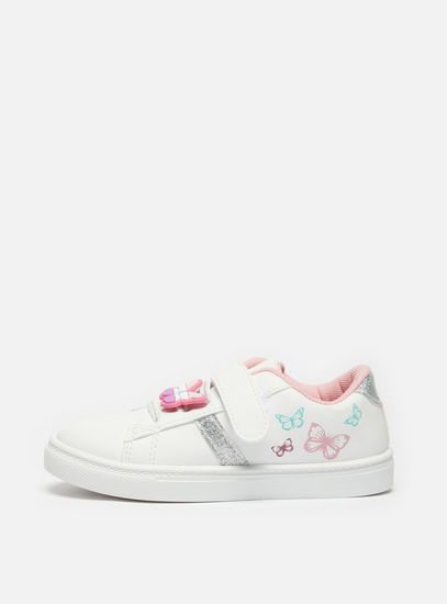 Butterfly Accented Sneakers with Hook and Loop Closure