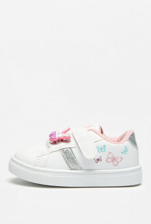 Embellished Sneakers with Butterfly Detail and Hook and Loop Closure