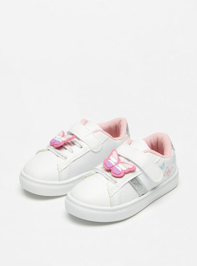 Embellished Sneakers with Butterfly Detail and Hook and Loop Closure