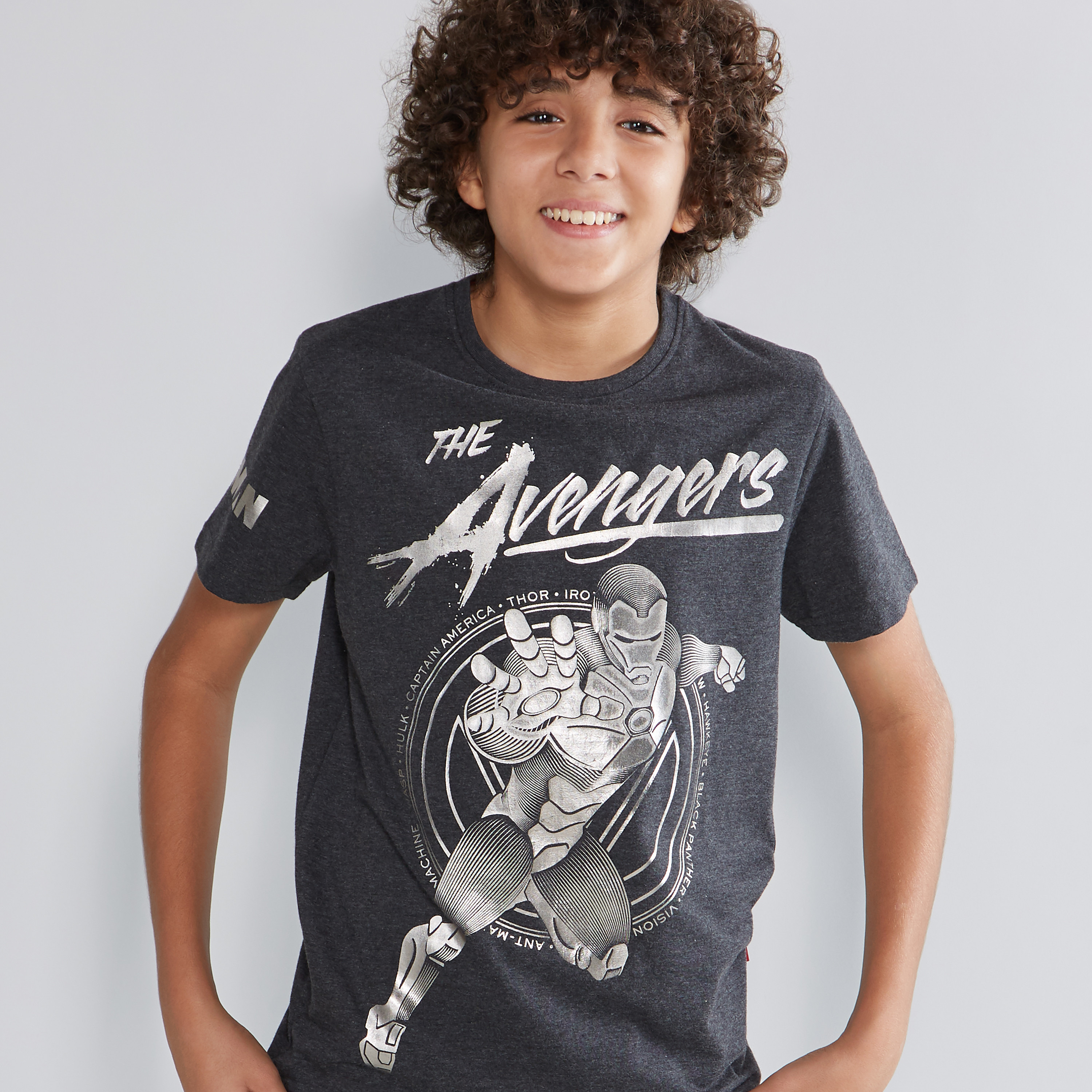 Shop Avengers Printed T shirt with Round Neck and Short Sleeves Online Max Kuwait