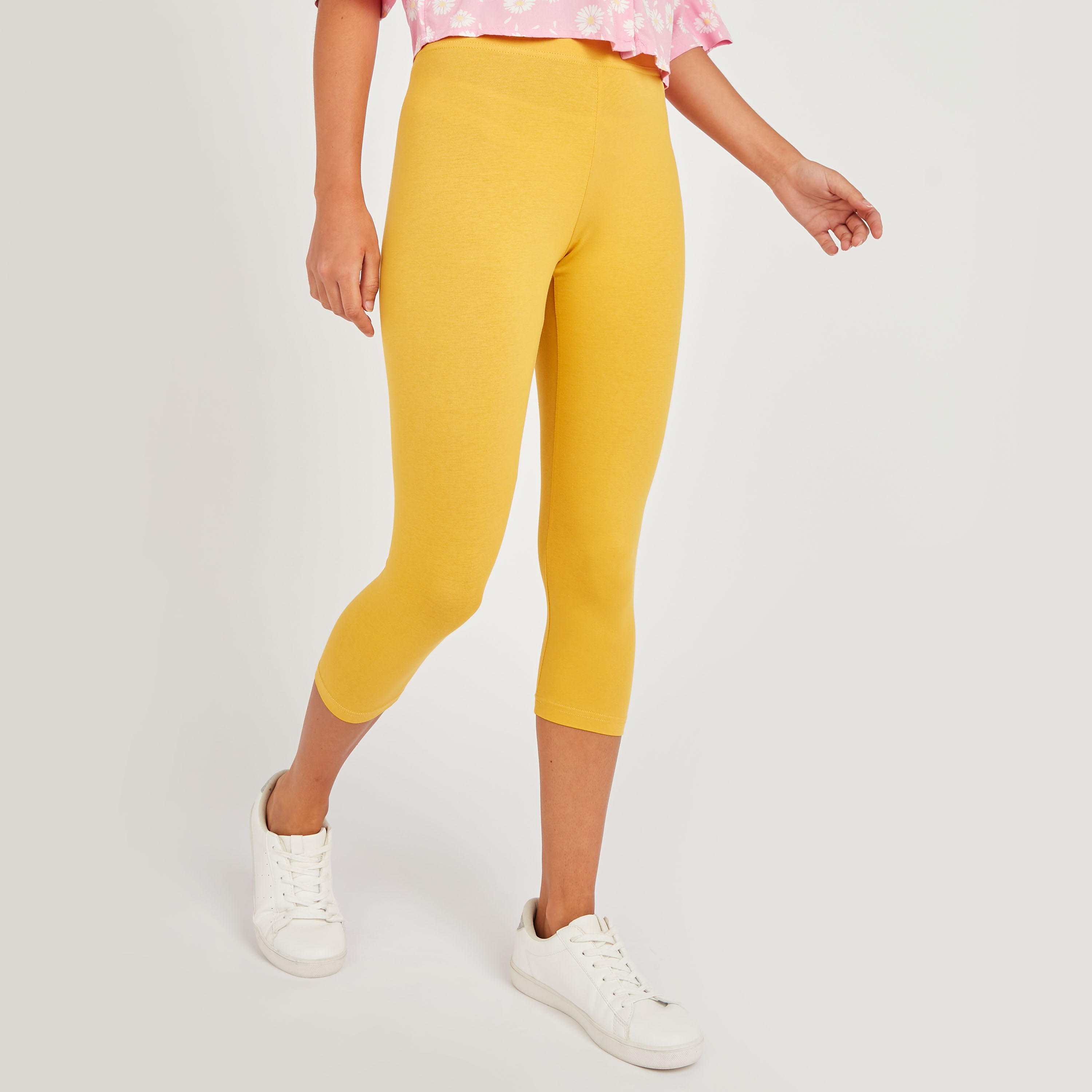 Solid Anti-Pilling Cropped Leggings 