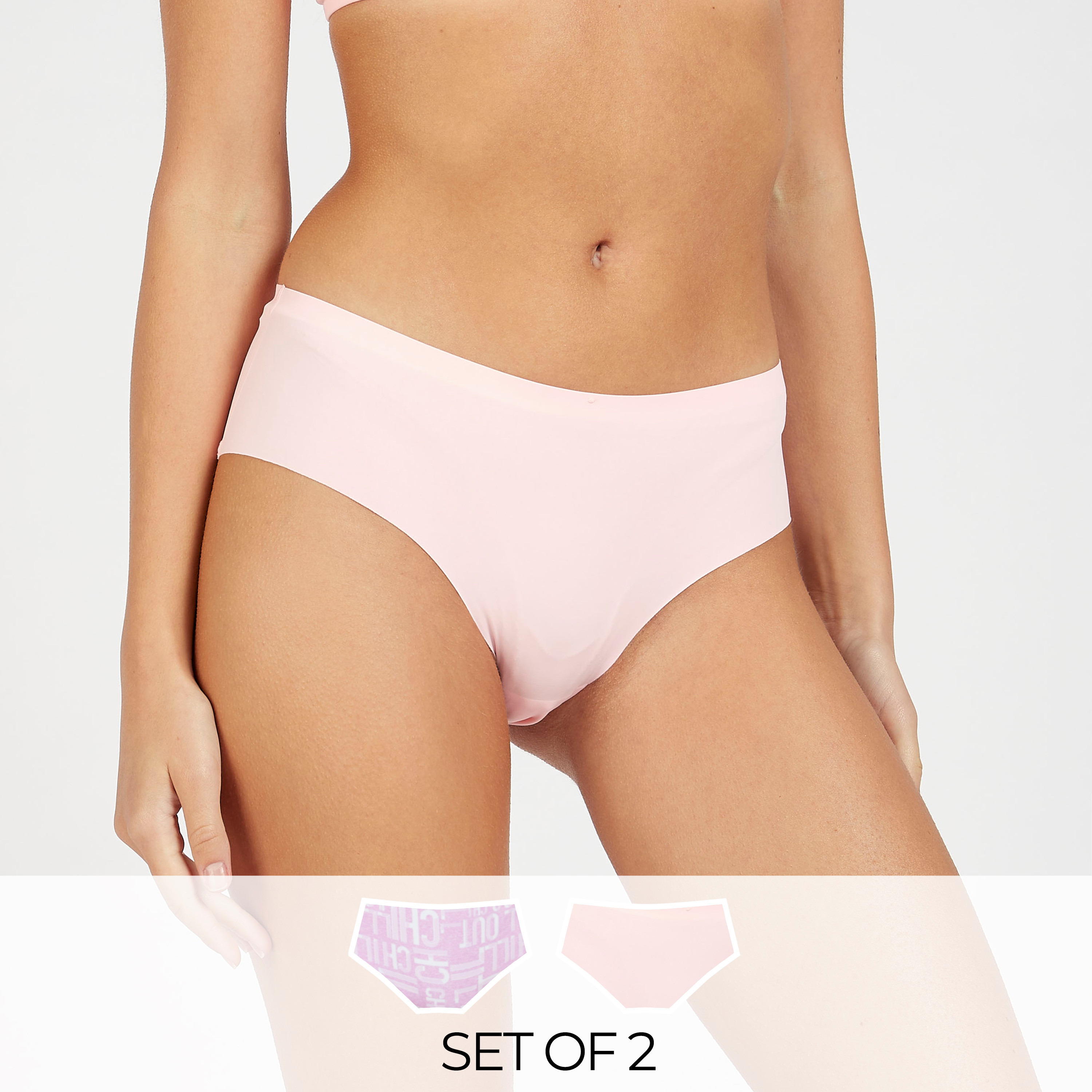 Shop Set of 2 Laser Cut Briefs with Elasticised Waistband Online