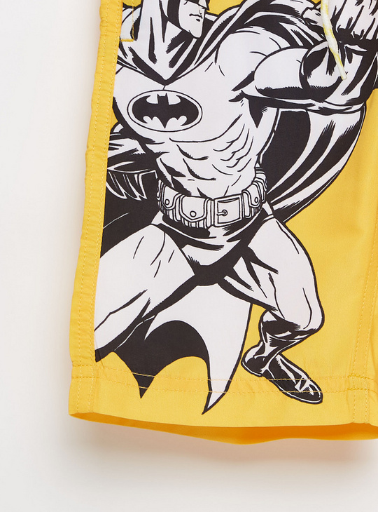 Batman Print Shorts with Elasticated Drawstring Waistband