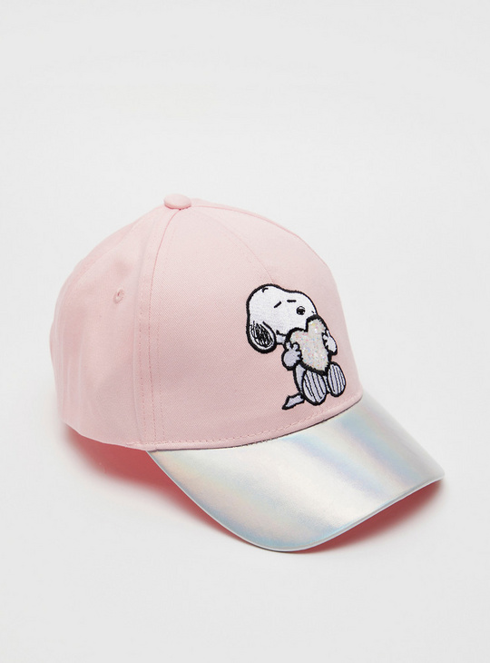 Snoopy Embroidered Cap with Hook and Loop Closure