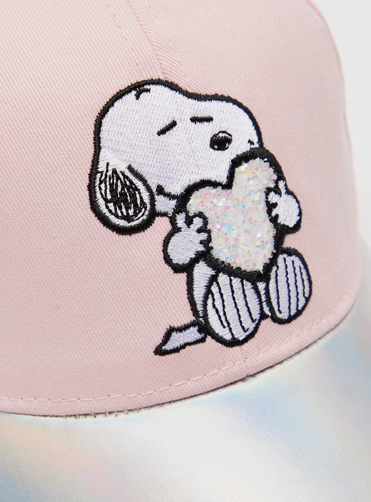 Snoopy Embroidered Cap with Hook and Loop Closure