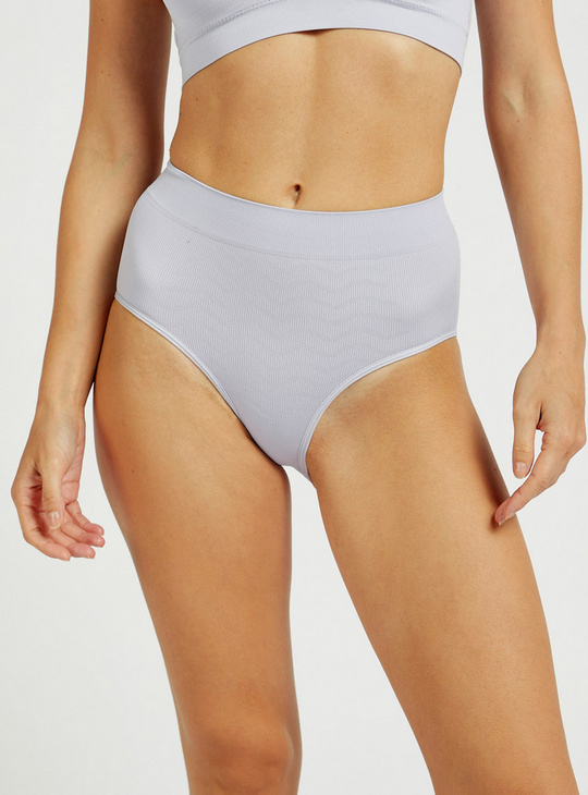 Solid High-Rise Shaping Briefs with Elasticised Waistband