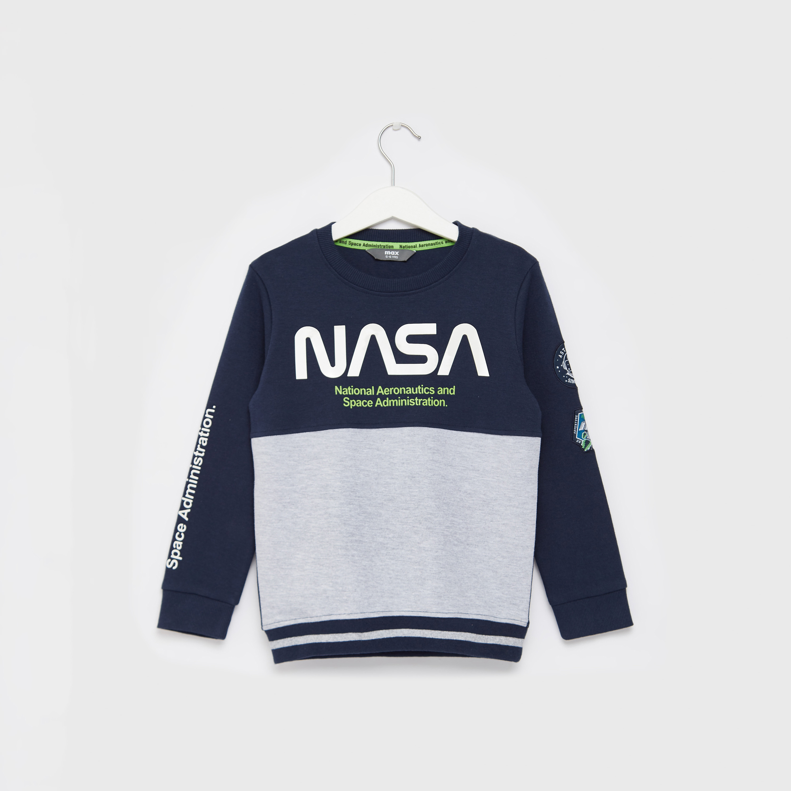 Shop NASA Photographic Print Round Neck Sweat Top with Long