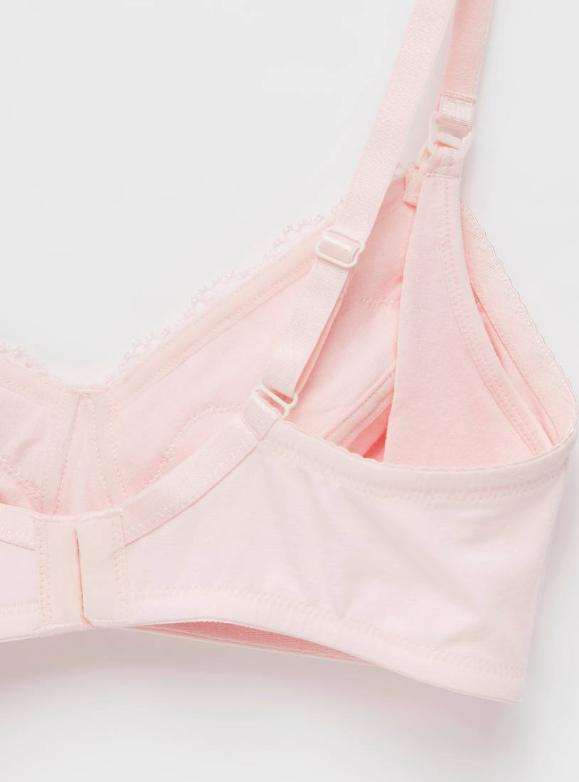 Shop Solid Non-Wired Maternity Bra with Lace Inserts Online