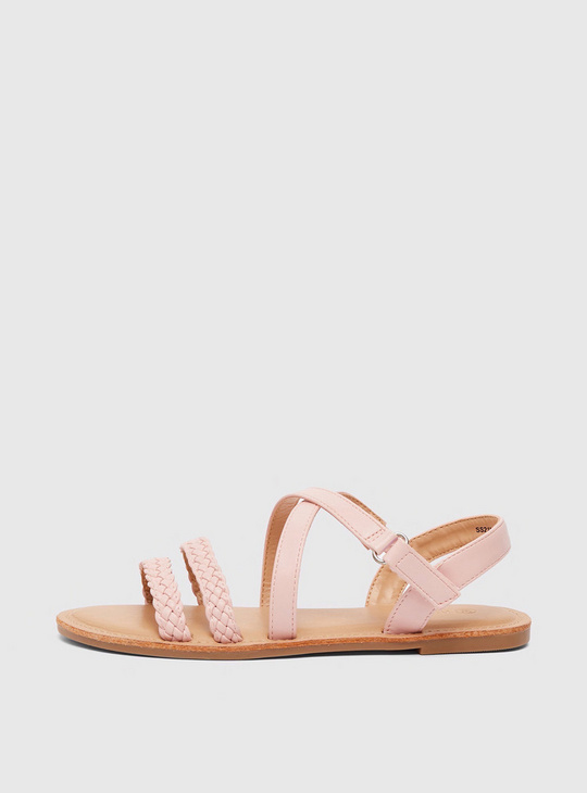 Strappy Open-Toe Sandals with Hook and Loop Closure