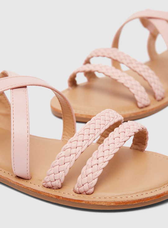 Strappy Open-Toe Sandals with Hook and Loop Closure