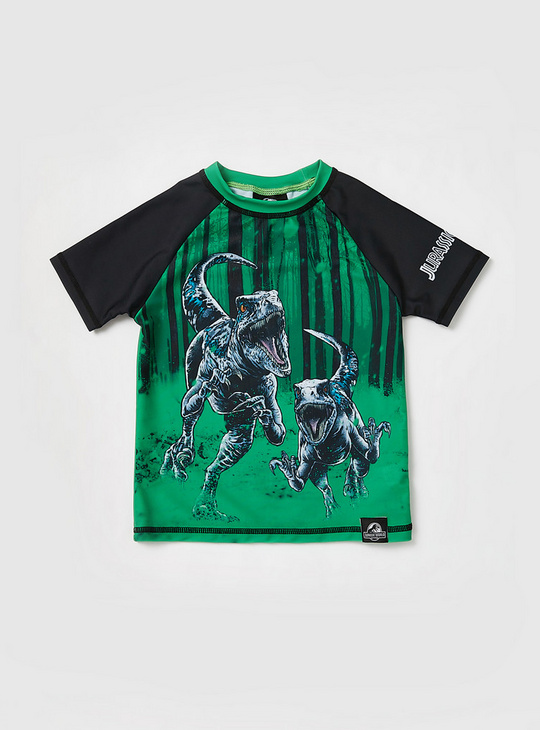 Jurassic Park Print Swim T-shirt and Shorts Set