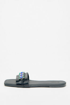 Embellished Open Toe Slip-On Sandals