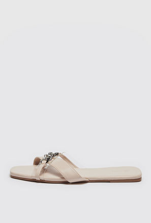 Embellished Open Toe Slip-On Sandals