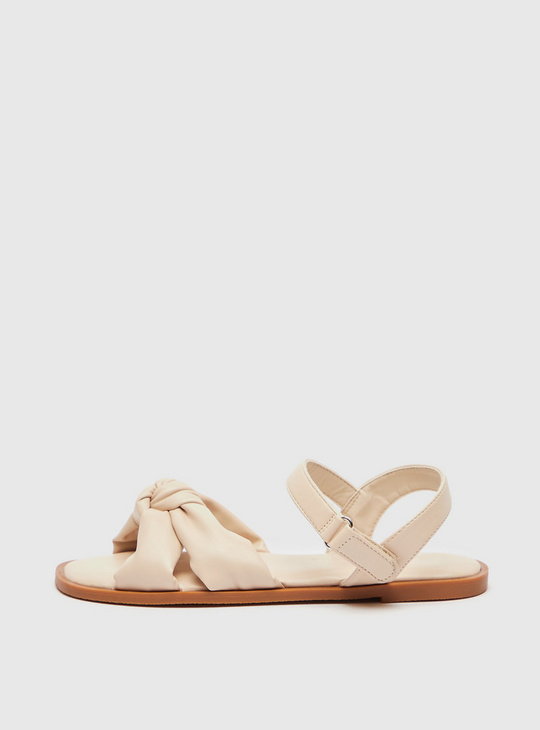 Knot Accented Sandals with Hook and Loop Closure