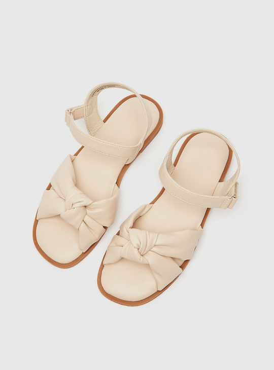 Knot Accented Sandals with Hook and Loop Closure